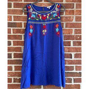 Jodifl Royal Blue Embroidered Shift Dress Size M
